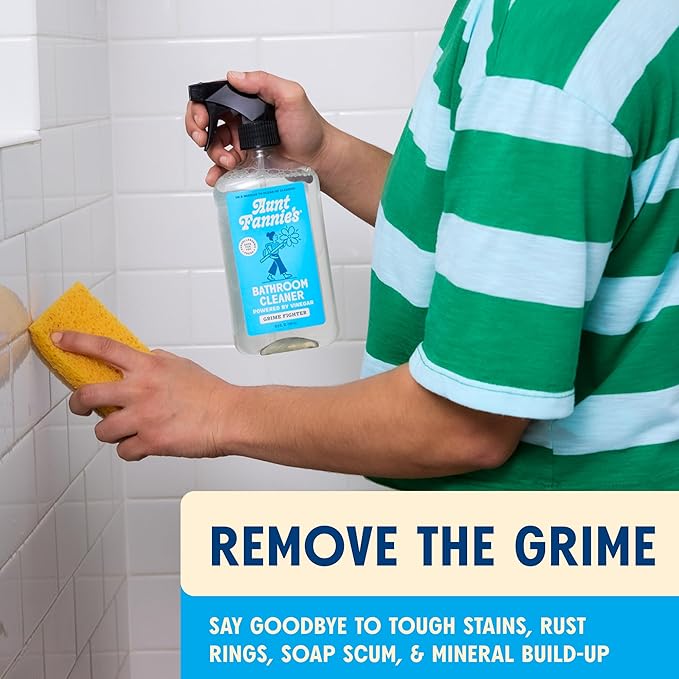 Aunt Fannie's Bathroom Cleaning Bundle, Natural Bathroom Cleaner Spray and Toilet Bowl Cleaner, Vinegar and Plant-Based Formula, Streak-Free, Non-Toxic, Safe for Kids and Pets, Pack of 2