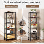 Golpart Small 6 Tier Shelves Storage Wire Shelving Unit Metal Shelf Adjustable Organizers Storage Shelving with Wheels for Bathroom Laundry Room Kitchen Pantry12”D x 18”W x 61.6”H Black