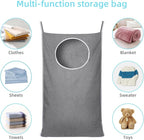 KEEPJOY Hanging Laundry Hamper Bag with 2 Different Types of Hooks, Size 20 x 30 Inch Door Laundry Hamper Storage Bag for Dirty Clothes, Blankets, and Toys (Grey, 1-Pack)
