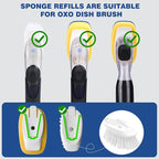 Sponge Brush Refills for OXO Dish Brush, 4 Pack Soap Dispensing Dish Refills, Scrub Replacement Head for Scrubber, Sponge Replacement Head Fits Soap Dispensing Handle