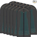 BALEINE 48'' Translucent Garment Bags, 12 Packs PEVA Dress Bag for Closet Clothes Dresses Suit Coats Storage (Black, 12PK)