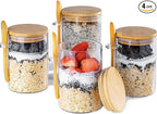 MHDCLY Overnight Oats Containers with Lids,16oz Overnight Oats Jars 4 Pack, Oatmeal Cups,Meal Prep Containers,Glass Meal Prep Containers with Lids,China Pudding Jars