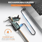 HARDELL Digital Caliper 12 Inch, Rechargeable Calipers with Large LCD Screen, Stainless Steel Digital Caliper Measuring Tool, Auto-Off, Inch/MM/Fraction for DIY/Household/3D-printing