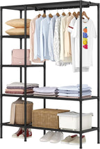 Dttwacoyh Portable Closets for Hanging Clothes, Clothing Rack with Shelves,Easy to Assembly,Suitable for Cloakroom,Bedroom,Living Room,etc.Black