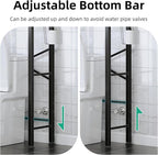 Kalrin Over The Toilet Storage with X Shape Side Guardrail, 3-Tier Over Toilet Storage Rack with Drain Basket, Freestanding Bathroom Organizer for Balcony Laundry, Pure Black
