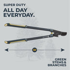 Woodland Tools Super Duty Lopper, 32 Inch Geared Bypass Branch Cutter with Soft Grip Handles, Manual Tree Limb Cutter for Thick Branches, Heavy Yard Work, and Seasonal Pruning