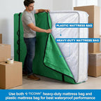TICONN Mattress Bags for Moving, Heavy Duty Twin Mattress Cover Storage Bag with Full-Around Handle and Adjustable Buckles (Green, Twin)