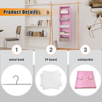 Hanging Closet Organizer, Easy Mount Foldable 5-Shelf Hanging Closet Wardrobe Storage Shelves, Clothes Handbag Shoes Accessories Storage, Washable Oxford Cloth Fabric, Pink