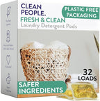 The Clean People Laundry Detergent Pods - Hypoallergenic Laundry Pods - Ultra Concentrated, Recyclable Packaging, Stain Fighting - Fresh Scent, 32 Pack