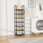 LANTEFUL Tall Shoe Rack 7 Tier Narrow Shoe Shelf Storage for 7-14 Pairs Shoe and Boot, Sturdy Shoe Storage Space Saving Corner Shoe Rack Organizer for Closet, Entryway, Living Room, Black