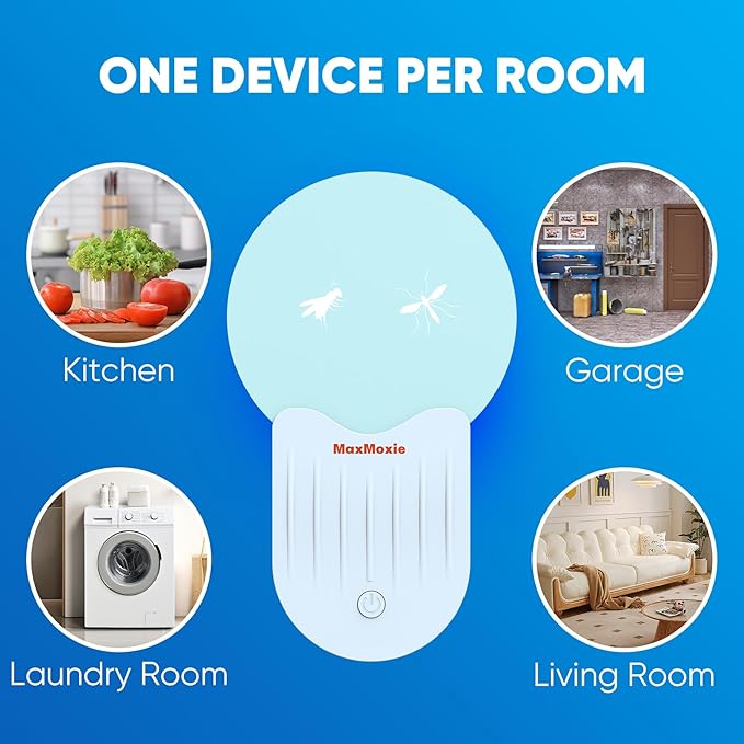 Flying Insect Trap, Fly Bug Zapper Pest Light Trap for Mosquito, Fruit Flies, Gnats, Moths, Attractant Bug Catcher for Home (2 Plug + 10 Refills)