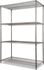 Alera Wire Shelving Starter Kit, Four-Shelf, 48w x 24d x 72h, Black Anthracite