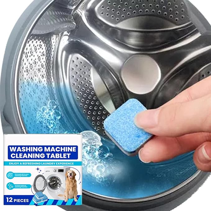 Eco-Friendly Washing Machine Cleaner, 12 Pack Washing Machine Deep Cleaner Tablets, Remove Stubborn Pet Hair, Septic Safe, Compatible with HE, Top & Front Load Washers (1PCS)