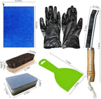 Headstone Cleaner Kit for Grave Cleaning, Cemetery Granite Gravestone Cleaner Tools, Tombstone Grave Cleaning Kit with Wooden Brush, Bristle Crevice Brush, Towel, Sponge, Scraper, Gloves