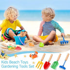 8" Kids Gardening Tools, Metal Beach Sandbox Digging Toys with Wooden Handle, Including Shovel, Rake, Fork and Trowel, Garden Sand Snow Tools for Children Gift Outdoor Gardening(100 Pcs)