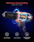 VEVOR Cordless Drill Driver, 1/2 inch Metal Chuck, Dual-Speed Variable, Drill Driver Kit with Lithium Battery and Charger, Belt Clip, for Wood and Metal Drilling, Screw Tightening or Loosening