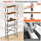 Over-The-Toilet Storage Shelves, 4-Tier Bathroom Organizer Shelf Over Toilet with Adjustable Feet Pad and Basket, Freestanding Space Saver Bathroom Storage Rack Above Toilet (Vintage Brown)