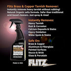Flitz Instant Brass and Copper Tarnish Remover - 16oz Bottle of USA-Made Organic Rust Remover Spray (No-Rub) - Removes Stains & Oxidation from Glass & Aluminum - Brass Cleaners That Work (2 Pack)