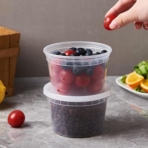 CIAO! 16oz PP Injection Molded Soup-Deli Container with LLDPE Lid, Microwavable and BPA Free (240/240 combo pack)