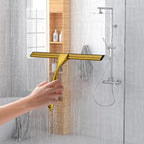 Shower Squeegee Set, 10-Inch Stainless Steel Squeegee for Bathroom, Shower Doors, Mirrors, Tiles, Car Windows - 100% Streak Free, Includes Shower Door Hook, Adhesive Hook and Spare Silicone Blade