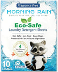 MorningRain Eco Laundry Detergent Sheets - Ingredients from Finland, Unscented, Bio-Enzyme Formula, Power Clean, 5 Sheets (Up to 10 Loads) - Non-Toxic, Preservative-Free, Skin Safe, Designed in USA