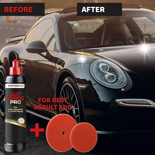 menzerna "Cut Force Pro" Car Polish 8 oz I Premium Polish with Heavy Cut and high Gloss Finish I Buffing & Polishing Compound for Car Maintenance I for Scratches & Sanding Marks I Car Body Repair