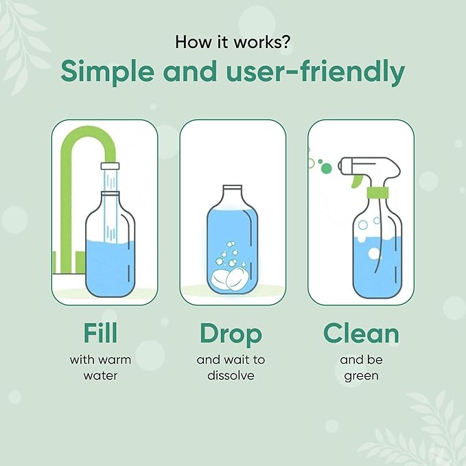 Green Llama Eco-Friendly and Sustainable All-Purpose Refill Tablets | 3-Pack | Lemon Grass Scent | Natural Cleaning Solution for Home with Certified Compostable Packaging
