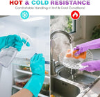 Elgood Reusable Dishwashing Cleaning Gloves with Latex free, Cotton lining,Kitchen Gloves 2 Pairs,Purple+blue Medium