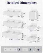 Kitsure Shower Caddy Adhesive - 6-Pack, No-Drilling Shower Shelves with Soap Holder, Toothbrush Holde, 6 Hooks, Rustproof & Stylish Bathroom Organizers and Storage Solution, White, Large