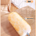 Feathers Duster 97" Long Telescoping Lambswool Duster with Bendable Wool Head - Ultra-Thick Stainless Steel Extension Pole for Cleaning