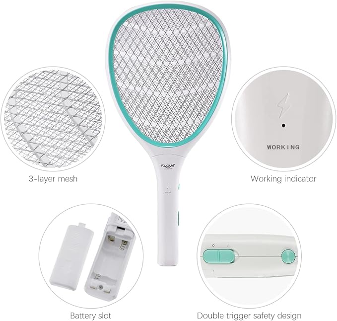 Faicuk 2 Pack Bug Zapper Racket Electric Fly Swatter