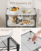Golpart 8 Tier Shelves Storage Shelf Wire Closet Bathroom Organizers Metal Pantry Kitchen Garage Shelving Unit Laundry Room Organization Home Rack Net Basket Black with Wheels 12”D X 22”W X 74.2”H