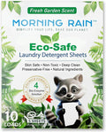 MorningRain Eco-Safe Laundry Detergent Sheets - Ingredients from Finland, Natural Scent, Bio-Enzyme Formula, Power Clean, 5 Sheets (Up to 10 Loads) - Non-Toxic, Preservative-Free, Designed in USA