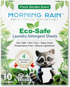 MorningRain Eco-Safe Laundry Detergent Sheets - Ingredients from Finland, Natural Scent, Bio-Enzyme Formula, Power Clean, 5 Sheets (Up to 10 Loads) - Non-Toxic, Preservative-Free, Designed in USA