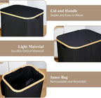 iEGrow Laundry Hamper with Lid, 110L Large Laundry Basket with Handle, Collapsible Clothes Basket Organizer with Removable 2 Inner Bag for Clothes Toys Towels - Black