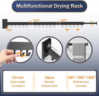 ZdwCyl Clothes Drying Rack Wall Mounted,Laundry Rack Wall Wount,Drying Rack Clothing for Laundry,Retractable Dryer Racks,Wall Mounted Drying Rack Collapsible, Black, Sandy Coating,3z-b01
