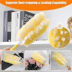 60 Count 360° Heavy Duty Duster Refills Compatible with Swiffer, Large Size-Extra Thick Disposable Electrostatic Feather Duster Refill with 1 Short Handle for Furniture, Blinds, Ceiling Fans