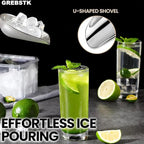 GREBSTK 13.2IN Hand Large Capacity Stainless Steel Ice Scoop Soil Shovel Stainless Steel Gardening Trowel for Ice Machines, Buckets, Dog Food, Flour, and Canisters – Ideal for Bar, Garden, Parties