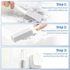 W&E Choice Toilet Pumice Stone 3 Pack, Pumice Stone for Bathtub Cleaning with Extra Long Handle, Toilet Brush for Cleaning Toilets, Bathtubs, Grills, Swimming Pools, Sinks