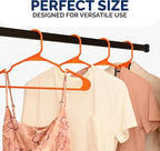 Closetselect Plastic Hangers 50 Pack - Space Saving Clothes Hangers, Made in USA, Durable & Strong Plastic Shirt & Coat Hanger with Notches & Shoulder Grooves, Non-Slip Hangers | Bright Orange