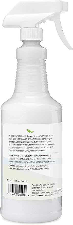 Fresh Wave IAQ Commercial Smoke Away Air & Fabric Spray, 32 Fl. Oz. | Great for Strong Odors | Safer Natural Ingredients | Odor Eliminator for Home or Large Commercial Areas