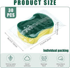 Tanlade 30 Pcs Individually Wrapped Sponges Kitchen Bulk Non Scratch Scouring Sponges for Dishes Household Cleaning Travel Apartments Hotel Car