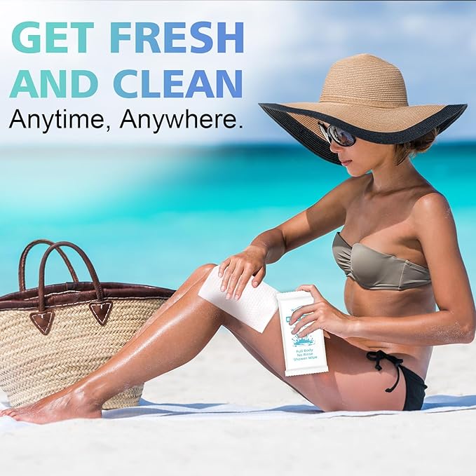 300 Pcs Ultra Thick Soft Large Body Wipes Individually Wrapped(7.87" x 9.45"),Shower Wipes for Adults Bathing No Rinse,Personal Cleansing Wipes for Travel Gym,Bulk Deodorant for Homeless(White)