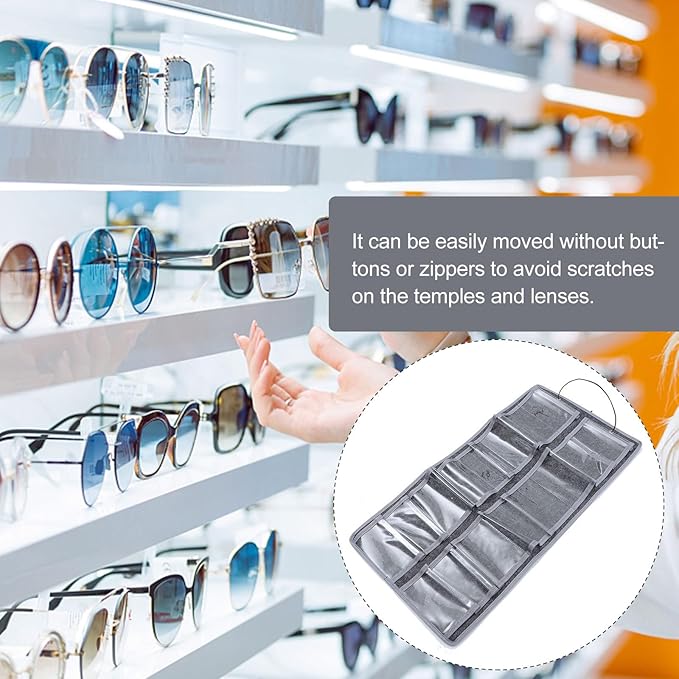 Felt Wall Hanging Glasses Storage Bag Dustproof Eyewear Organizer Pouch Medium Gray for Household Wall Mount