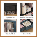 Portable Closet,Garment Rack,Heavy Duty Clothes Rack with Cover,Wardrobe Closet with 1 Hanging Rods, 2 Storage Shelves and 3 Drawers,43.3" L x 17.7" W x 67.7" H,Black