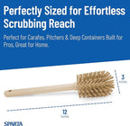 SPARTA Large Water Bottle Brush Ideal for Wide-Mouth Jars, Bottles and Tumblers, Dishwashing Tool with Handle for Home and Commercial Kitchens, Plastic, 12 Inches, Tan, (Pack of 6)