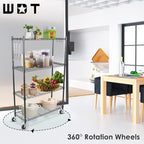WDT 4-Tier Storage Shelves, Heavy Duty Metal Shelves Wire Rack Shelving Unit, Adjustable Shelf with Wheels for Home Office Garage Kitchen Shelf, 36" D x 14" W x 58" H
