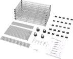 Homdox 6-Tier Storage Shelf Wire Shelving Unit Free Standing Rack Organization with Caster Wheels, Stainless Side Hooks, Silver Gray | Rack Organization, with Caster Wheels, Stainless Side Hooks
