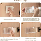 PAVSTINE 2 Pack Adhesive Medicine Cabinet Organizer, Clear Wall Mounted Makeup Storage Shelves for Bathroom Vanity, No Drilling Narrow Organizers for Door Cabinet, 5 Compartment