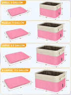 BALEINE 3 Pack Fabric Storage Bins for Shelves, Linen Storage Baskets for Organizing, Decorative Closet Bins for Clothes, Home (Pink, 17''x13''x10.5'')